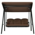 thumbnail image 5 of Topbuy 3-Person Patio Swing Seat Outdoor Porch Swing All Weather Hammock w/Adjustable Canopy & Cushions Brown, 5 of 5