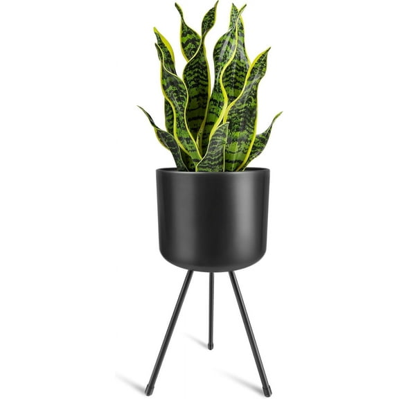 Mid-Century Metal Flowerpot with Stands, Black Stylish Modern Floor-Standing Flowerpot,Suitable for Orchid, Aloe Indoor Outdoor Decoration 8.5'' Wide 18'' high