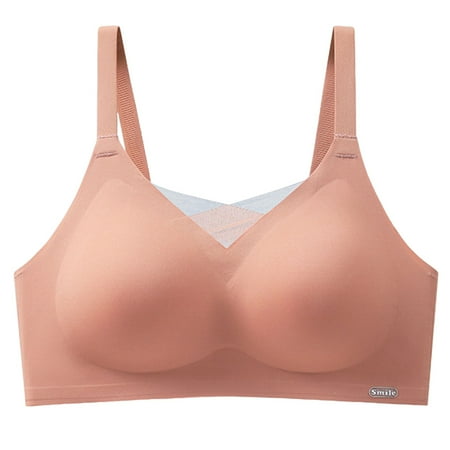 YHGFVOKJ Bras for Women Non Wired Bra Padded Full Cup Bra without Underwire Underwear Padding Seamless Bustier Bralette Breathable Soft Padded Sports Bras for Women Orange M