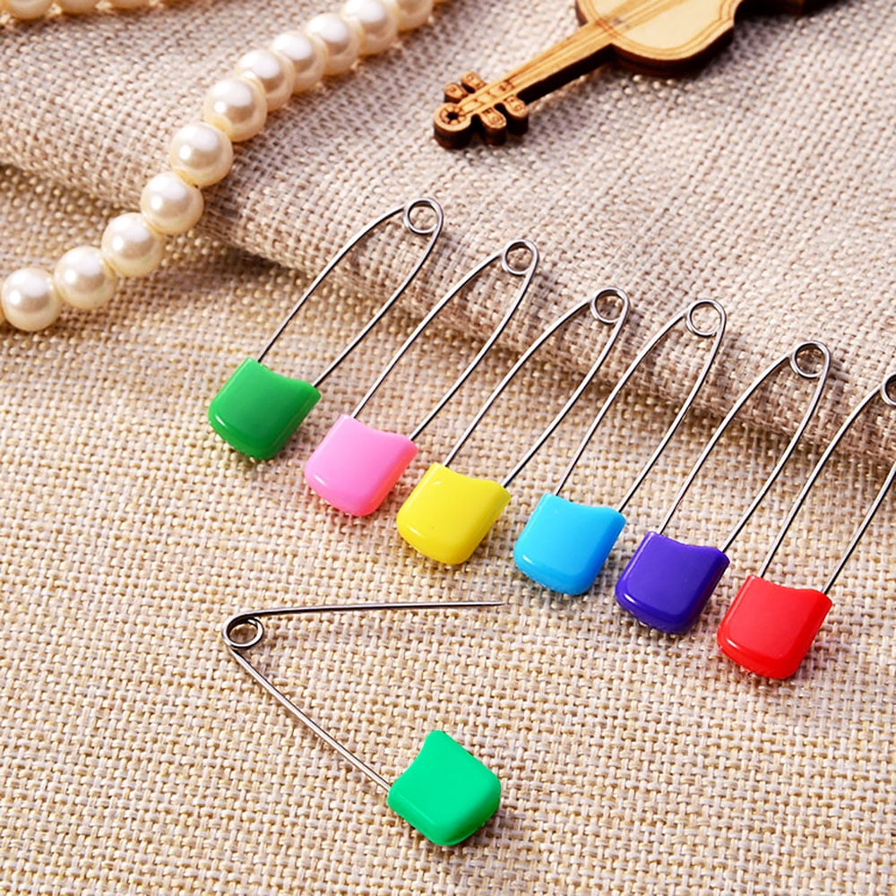 5pcs Large Size Stainless Steel Colored Safety Pins, Baby Diaper Cloth  Nappy Lock, Diy Crafts Accessories, Jewelry Making, Garment Fastening Clasp