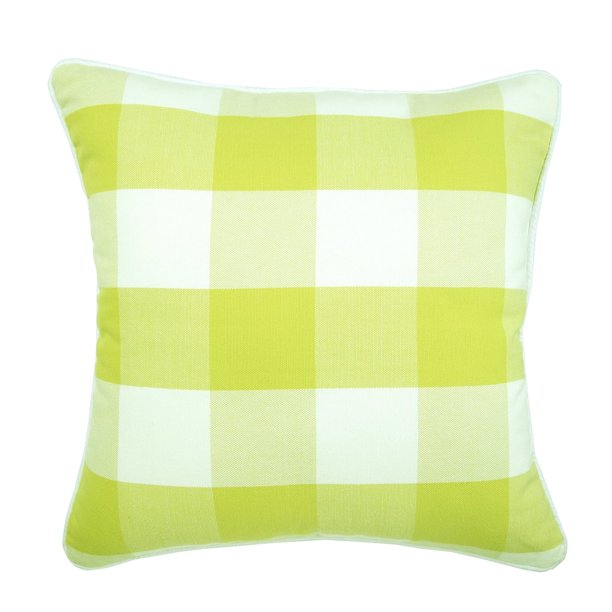Funda de cojín para sofá a cuadros grandes de guinga en color blanco marfil chartreuse, funda de almohada de algodón con cuadros búfalo de 30 x 30 cm, funda de almohada verde de 30 x 30 cm (12 x 12
