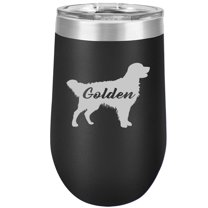 16 oz Double Wall Vacuum Insulated Stainless Steel Stemless Wine Tumbler Glass Coffee Travel Mug With Lid Golden Retriever 'Golden'