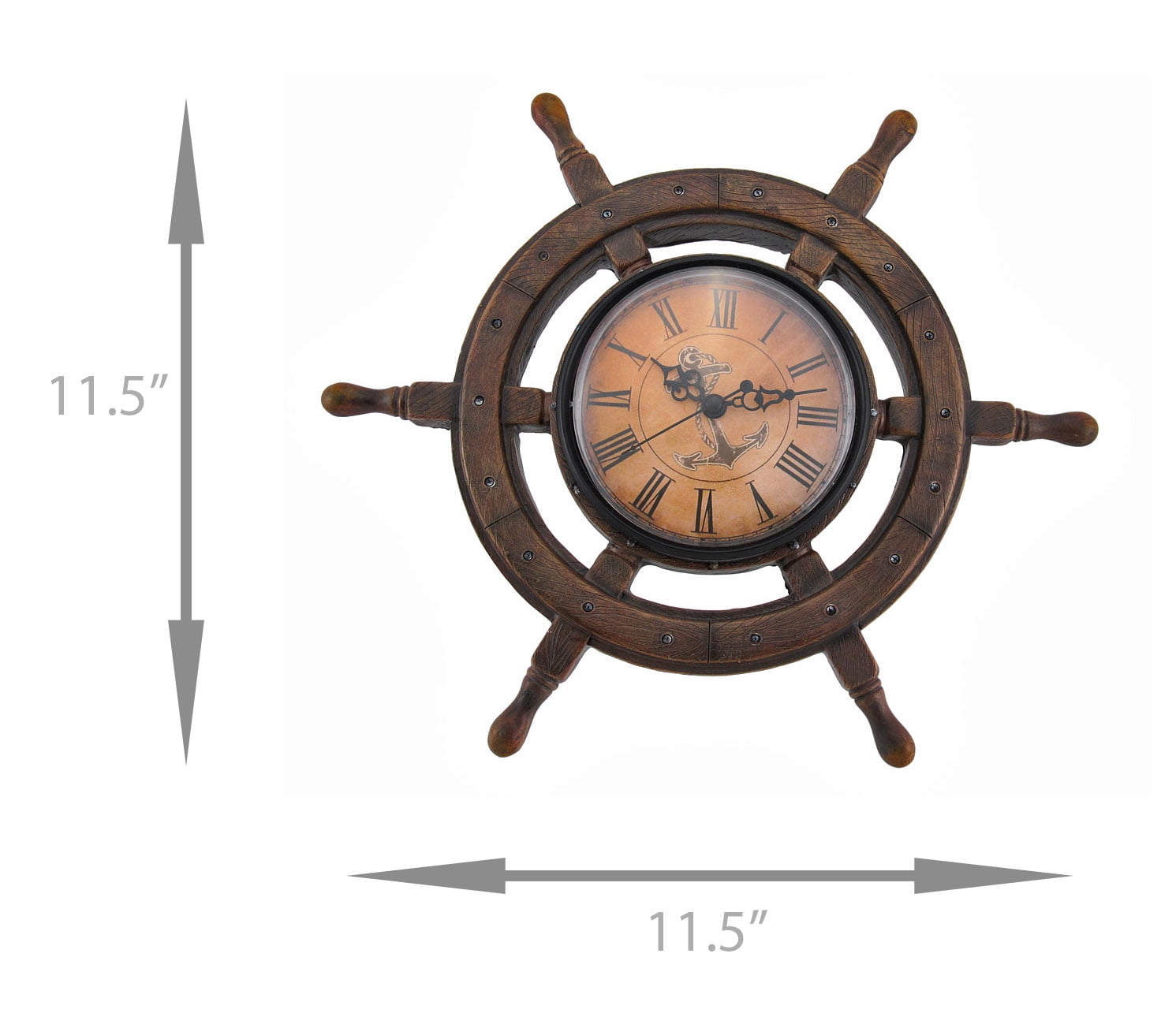 Zeckos Master of Destiny Ship Wheel Wall Clock Nautical 11.5 inch
