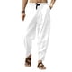 thumbnail image 2 of Pantalones de playa Cagnkofi para hombre, informales, de lino y algodón, de color liso, holgados, a la moda, 2 of 8