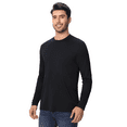 thumbnail image 3 of Men's Dry Fit Poly Long Sleeve Shirt, 100 Polyester Crewneck Moisture Wicking Tee, Black, 3XL, 3 of 6