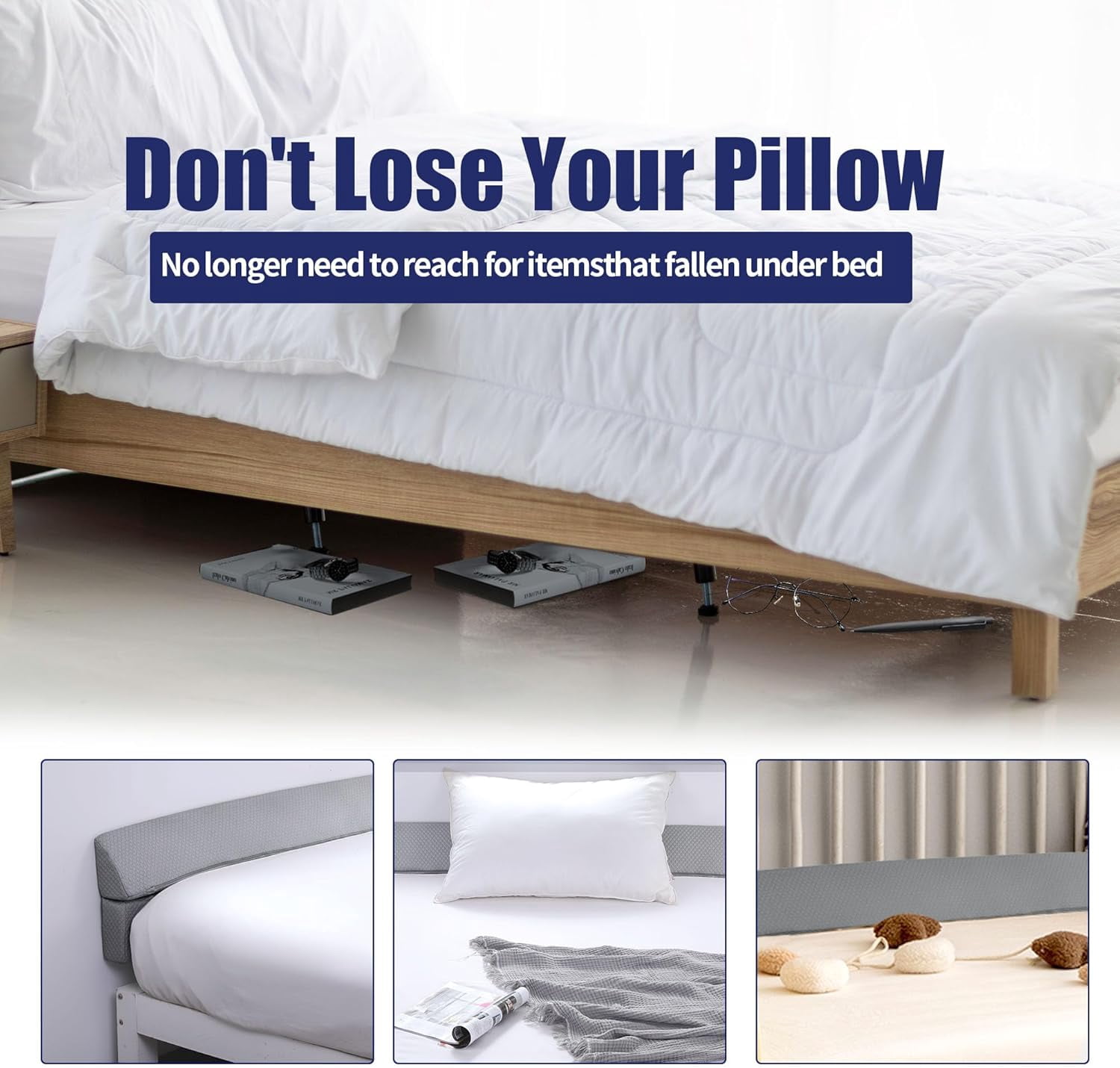 Wedge Pillow Headboard for Bed Gap,Foldable Bed Wedge Gap Filler Queen Size,Matterss Gap Filler,Multi Functional Bed Crack Pillow, Fill The Gap (0-7") Between Your Headboard and Mattress