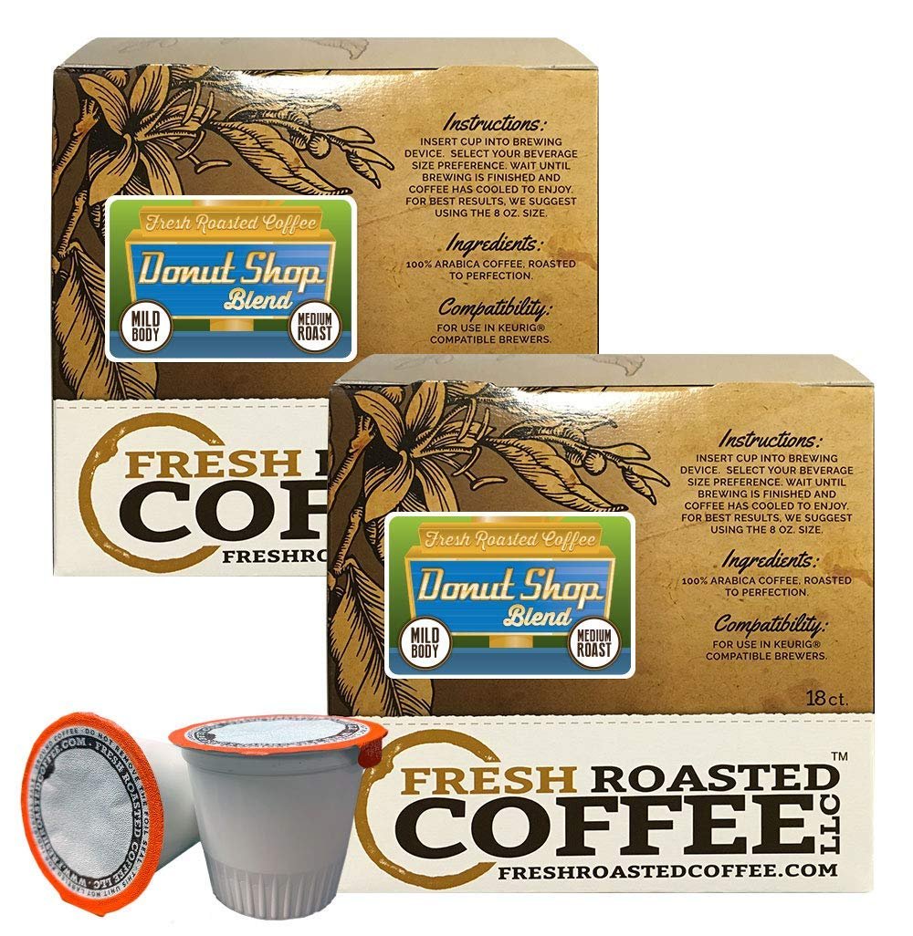 Fresh Roasted Coffee LLC, Donut Shop Blend Coffee Pods, KCup
