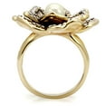 thumbnail image 4 of Luxe Jewelry Designs Women's Gold Plated Flower Brass Ring with Citrine Yellow Synthetic Pearl -, 4 of 4