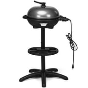 Electric Grill with 4 Temperature Settings, Non-Stick Coating, Large Grilling Surface, Indoor/Outdoor Charbroiler, Condiment Tray, Ideal for Outdoor BBQ Activities, 1350W