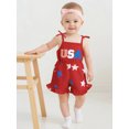 thumbnail image 6 of BemeyourBBs Toddler Baby Girl 4th of July Overalls Romper Fourth of July Outfit Baby Girls Memorial Day Independent Day Clothes Summer Patriot USA Star Strap Tie Shoulder Ruffled Shorts Jumpsuit, 6 of 9