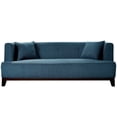 thumbnail image 3 of Benjara BM217830 Fabric Upholstered Wooden Sofa with Button Tufted Backrest, Blue & Brown, 3 of 5