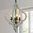 thumbnail image 1 of TOMIYA White Wood Farmhouse Chandelier Bronze Metal Pendant Light 4-Light  Dining Room Ceiling Lamps Handmade Retro Vintage Rustic Hanging Light Fixtures for Entryway Kitchen Island Foyer, 1 of 5
