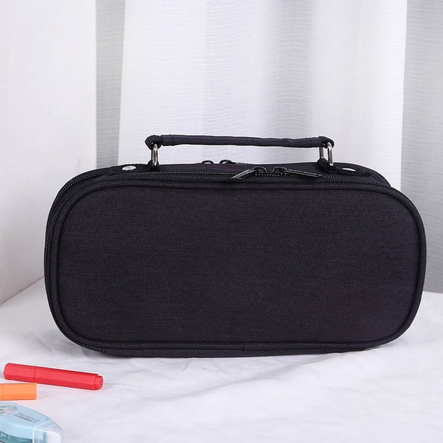 JilgTeok 1 Packs Portable Large Capacity Pen Bag with Double Zipper Multi-layer Stationery Bag Multi-functional Student Pen Case for Students Teen Girl Boy Adults College Office School Clearance