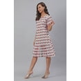thumbnail image 3 of White Pure Cotton Ikkat Printed A-Line Dress, 3 of 6