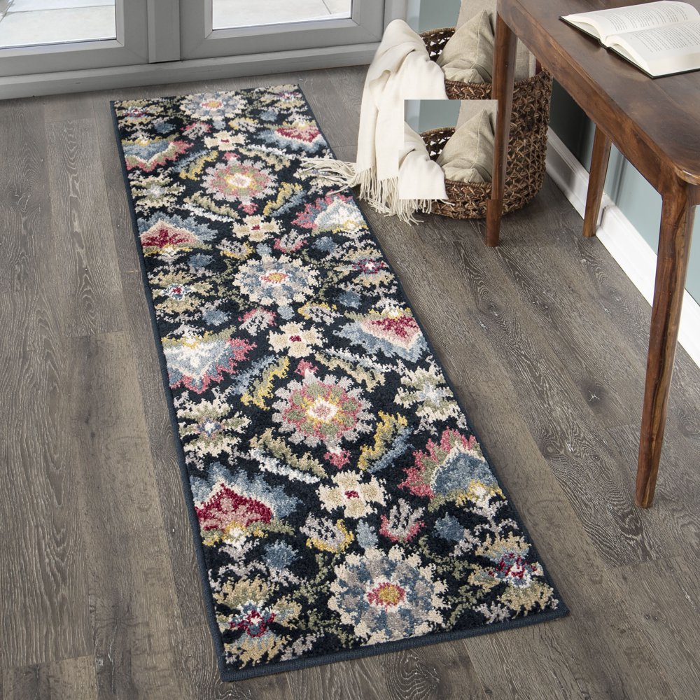 Better Homes Gardens Folk Art Blooms Navy Multi Area Rug Or Runner