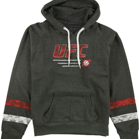 UFC Womens Striped Pullover Hoodie Sweatshirt, Grey, Medium