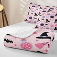 thumbnail image 4 of Manfei Kawaii Witch Hat Bed Spread Queen,Gothic Halloween Queen Coverlet Set,Pink,3 Pieces, 4 of 7