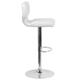thumbnail image 3 of Contemporary White Vinyl Adjustable Height Barstool with Vertical Stitch Back and Chrome Base, 3 of 9