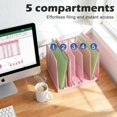 5-Section File Organizer for Desk, Wood Mesh Desktop File Organizer ...