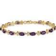 thumbnail image 3 of 14K Yellow Gold Floral Diamond And Amethyst Bracelet (7 X 4.5) Made In India bm4495-am-010-ya, 3 of 5