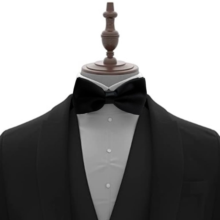 Black Velvet Bow Tie For Men - Pre-Tied, Adjustable, Clip-On, For Weddings, Parties, Prom, Tuxedo