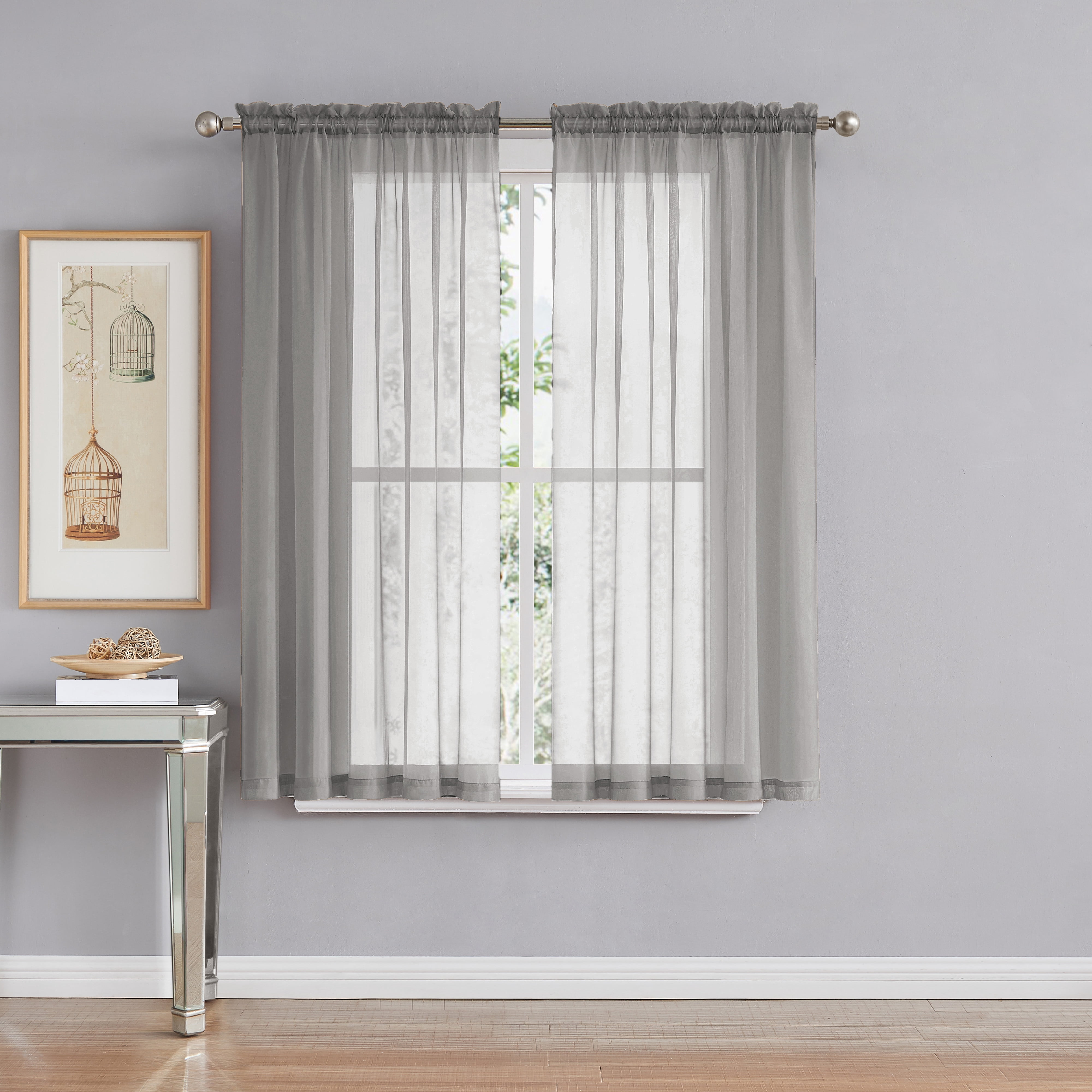 Window Elements Traditional, Contemporary, Farmhouse, Modern 2 Piece Sheer Curtain Set