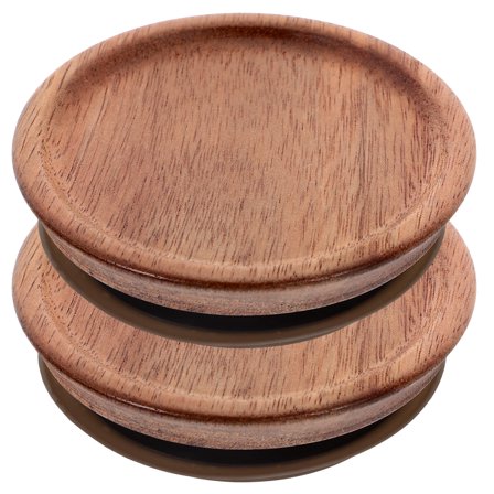 HONMEET Airtight Acacia Wood Jar Lids, Light Brown, 2 Pieces, Sealing Caps for Kitchen Storage