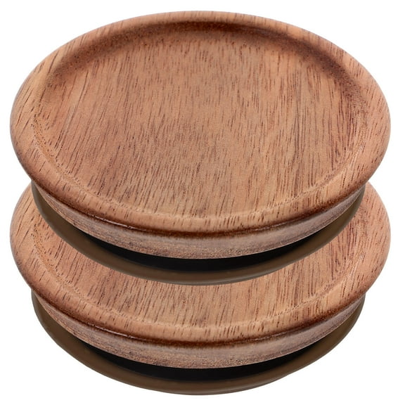 HONMEET Airtight Acacia Wood Jar Lids, Light Brown, 2 Pieces, Sealing Caps for Kitchen Storage