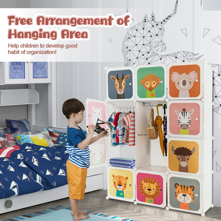 Costway Children's 12-Cube Wardrobe, Nursery Furniture, Room Costway Children's 12-Cube Wardrobe, Nursery Furniture, Room
