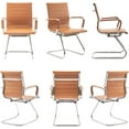 thumbnail image 7 of Wahson Office Guest Chairs No Wheels & Reception Chairs, Leather Waiting Room Chair Mid Back Conference Chairs with Sled Base for Meeting/Lobby/Restroom, Terracotta (2 Pack), 7 of 7