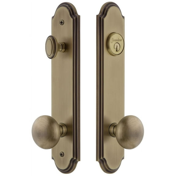 Grandeur Arcfav_Tp_Eset_234 Arc Solid Brass Tall Plate Single Cylinder Keyed Entry Set -
