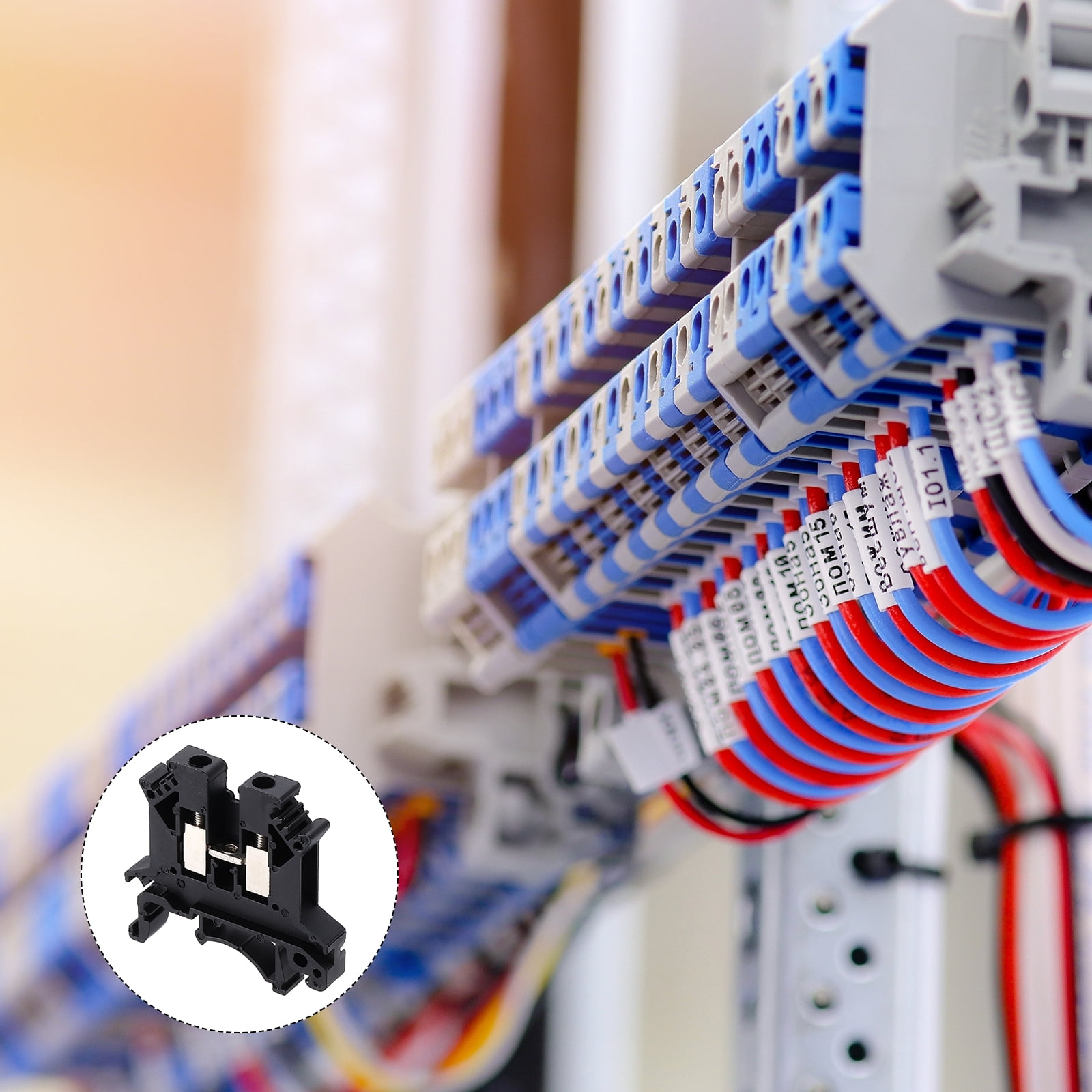 Uxcell Terminal Blocks 100 Pack UK-2.5B Rail Mount Fuse Holder Screw Terminal Block Wire End Bracket Stopper Din Rail Screw for DIY Electronic Circuits Machine Appliances, Black