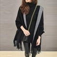 thumbnail image 4 of Ndbuld Deals Up to 50% off Women's Scarves Shawls and Scarves Ultra Classic Super Soft Winter Warm Scarves Women Fashion Solid Tassel Scarf Double Sided Scarf Long Sleeve Shawl,Black, 4 of 5