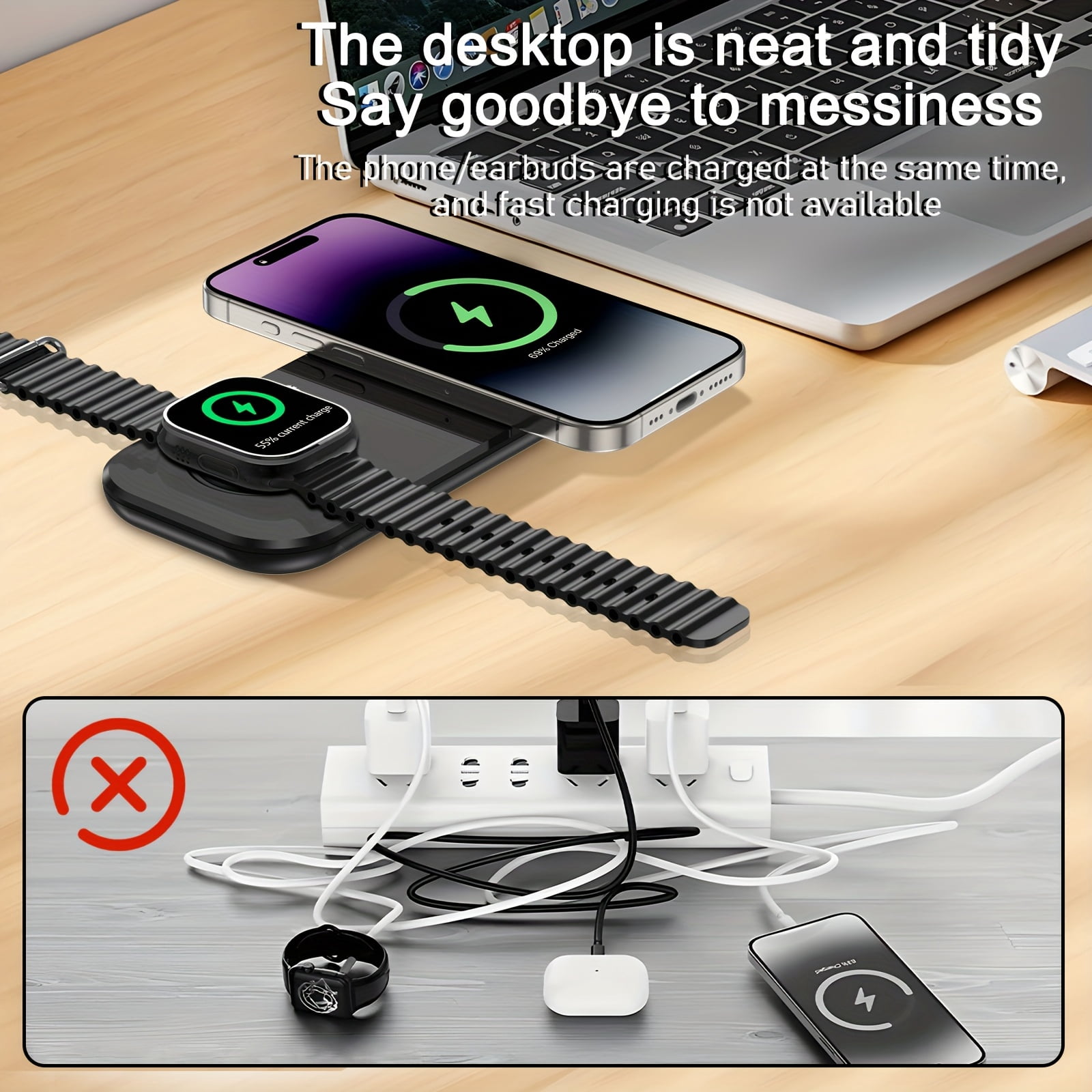 The 2-in-1 Wireless Charger for Mobile Phones Is Suitable for iPhone Models 17/16/15/14/13/12 And for Apple Watches Suitable for Samsung S25/ Suitable for Samsung Watches