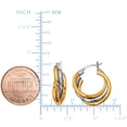 thumbnail image 2 of Boucles d'Oreilles Créoles Triple Rangée Bicolore en Or Jaune et Blanc 14K, Diamètre 20mm, 2 of 2