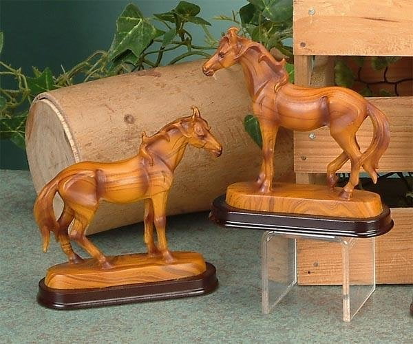 Faux Wood Wooden Horse Standing Horse Decor Model Decoration Pony