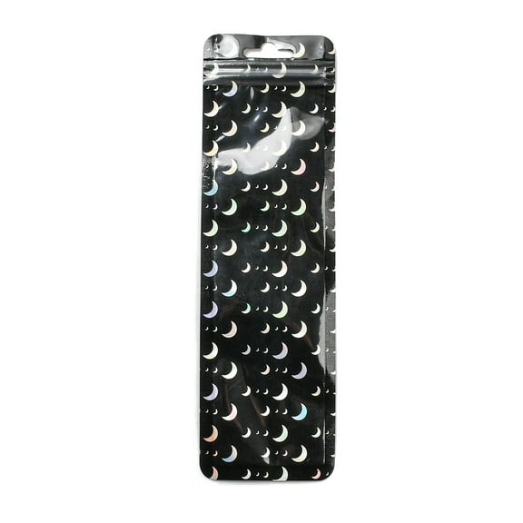 Rectangle Glitter Holographic Plastic Zip Lock Gift Bags Self Sealing Reclosable Package Pouches Moon 21.7x6.5x0.02cm