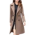 thumbnail image 2 of HWRETIE Women's Casual Trench Coat Button Pocket Warm Overcoat Stylish Layering Outerwear for Work Travel or Everyday Wear, 2 of 7