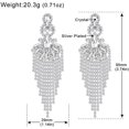 thumbnail image 2 of LAICAIW Silver Rhinestone Crystal Bridal Chandelier Long Tassels Dangle Earrings for Wedding, 2 of 5