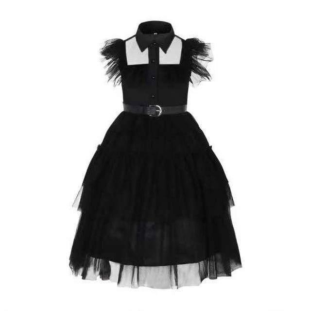 Vestido de princesa familiar para niñas europeas y americanas, falda de pastel para niños de Cosplay negro