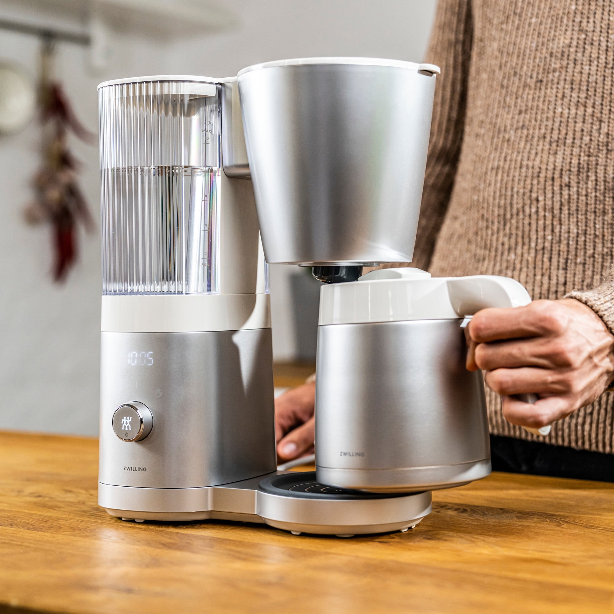 ZWILLING Enfinigy Drip Coffee Maker with Thermo Carafe 10 Cup, Awarded the SCA Golden Cup Standard, Silver