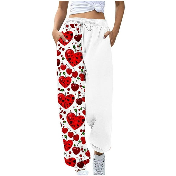 Styesk Women's Pants Women's Casual Trousers Printing Drawstring Pants Waist Long Pants Sweatpants With Pocket