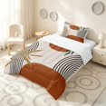 thumbnail image 2 of Manfei Boho Mid Century Twin Comforter Sets, Minimalism Art Bedding Set, Brown, Green and Black, Reversible 2pcs, 1 Comforter and 1 Pillowcase, 2 of 6