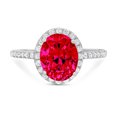 thumbnail image 7 of Halo Engagement Ring for Women - 2.27ct Simulated Pink Tourmaline in 14K White Gold Promise Ring, 7 of 7