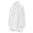 thumbnail image 4 of Inglocry Men Pirate Shirt Vampire Renaissance Shirts Victorian Ruffled Medieval Costume Cotton Linen Shirt White 3XL, 4 of 9