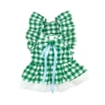 thumbnail image 2 of Guiexla 1 Set Pet Dress Ruffled Sleeves Cat Plaid Dress Traction Ring Design Dog Princess Dress with Headdress Pet Supplies, 2 of 7