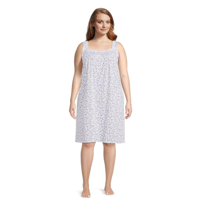 Aria Women's Sleeveless 100% Cotton Nightgown, Sizes S-4X