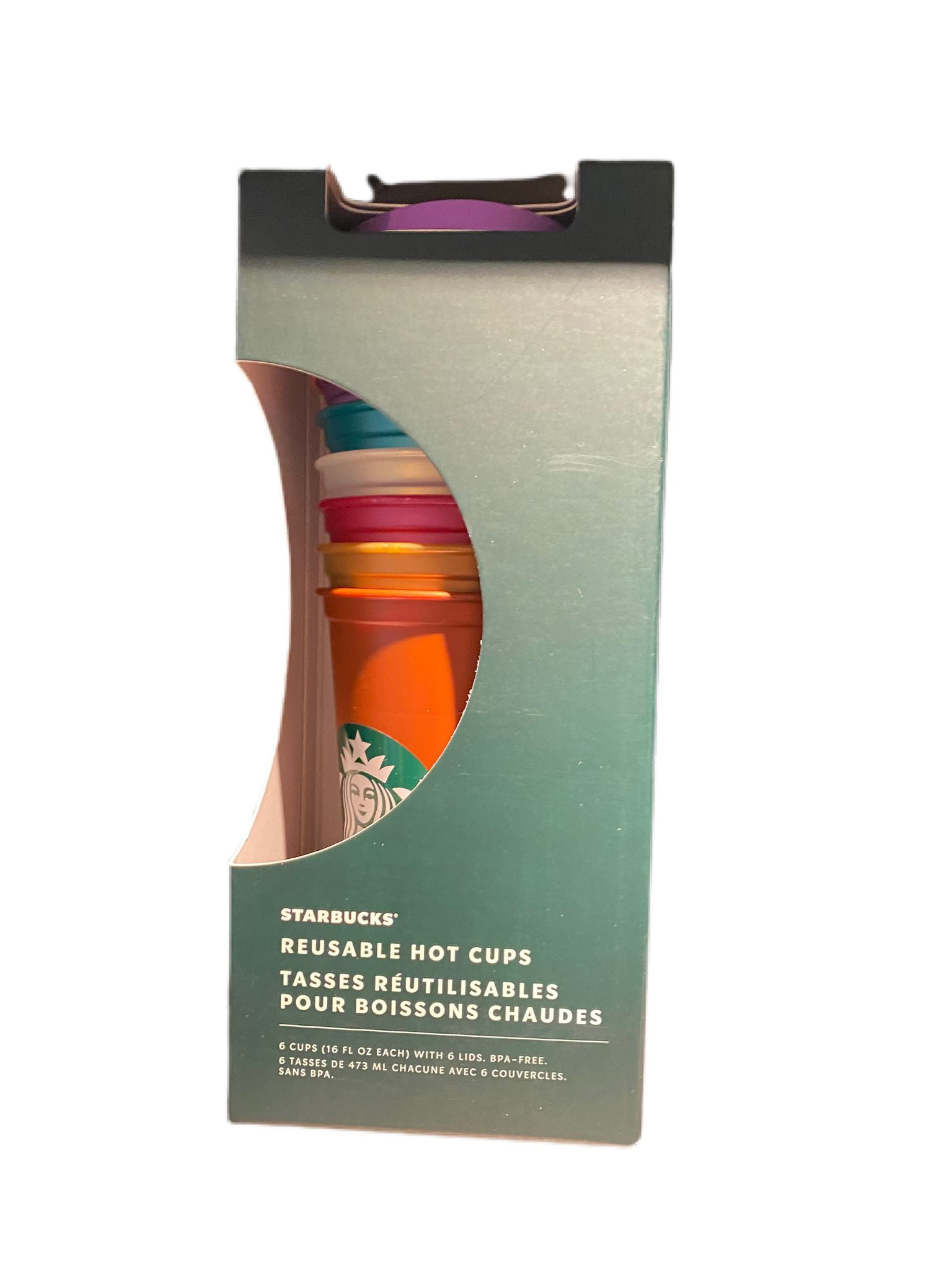 Starbucks Valentines Day Reusable Cup Set - 6 Pack Holiday Set Pink Purple