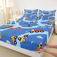 thumbnail image 3 of Castle Fairy Cartoon Truck Full Size Sheets,Construction Vehicles Bed Sheets, 3 of 7