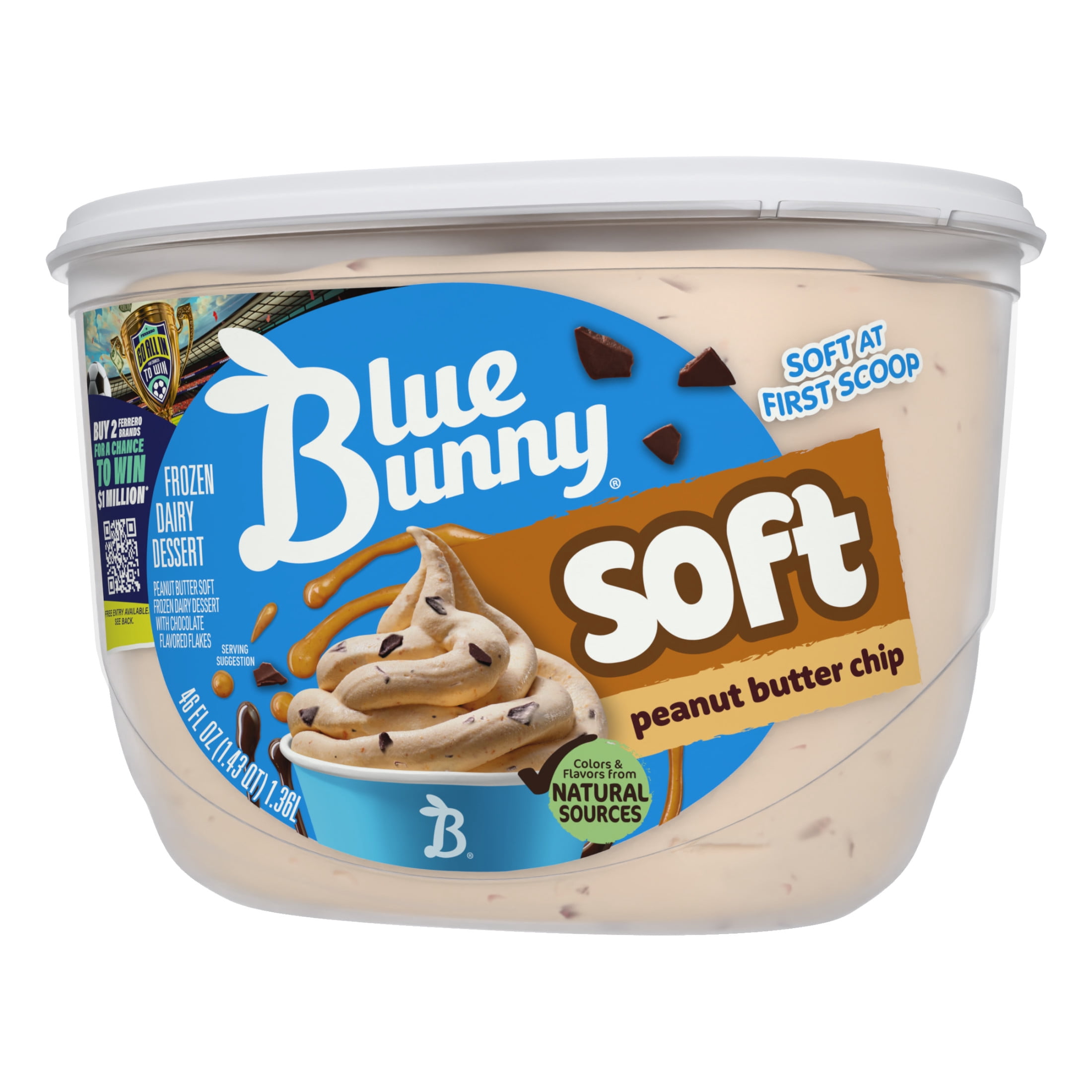 Blue Bunny Soft Chocolate Flavored Peanut Butter Chip Frozen Dessert, 46 fl oz